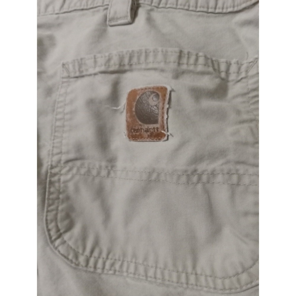 Carhartt Mens Tan Khaki Canvas Carpenter Work Shorts Size 40 Utility Pocket - Picture 3 of 5